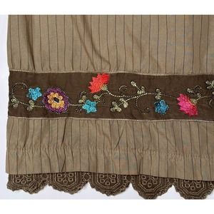 Johnny Was embroidered maxi skirt brown cotton boho USA XS